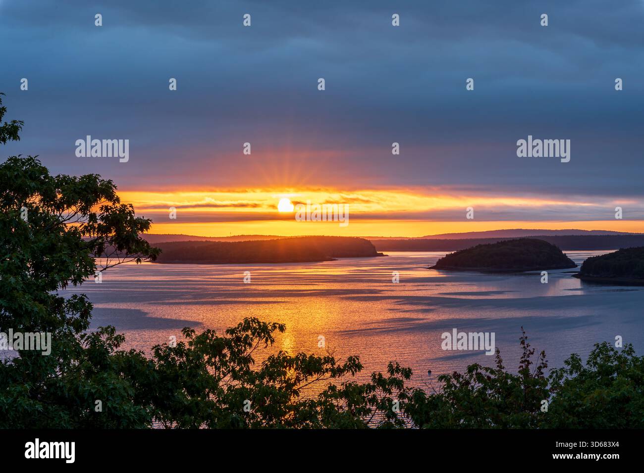 Sonnenaufgang, Park Loop Road, Acadia Nationalpark, Mount Desert Island, Maine, USA Stockfoto