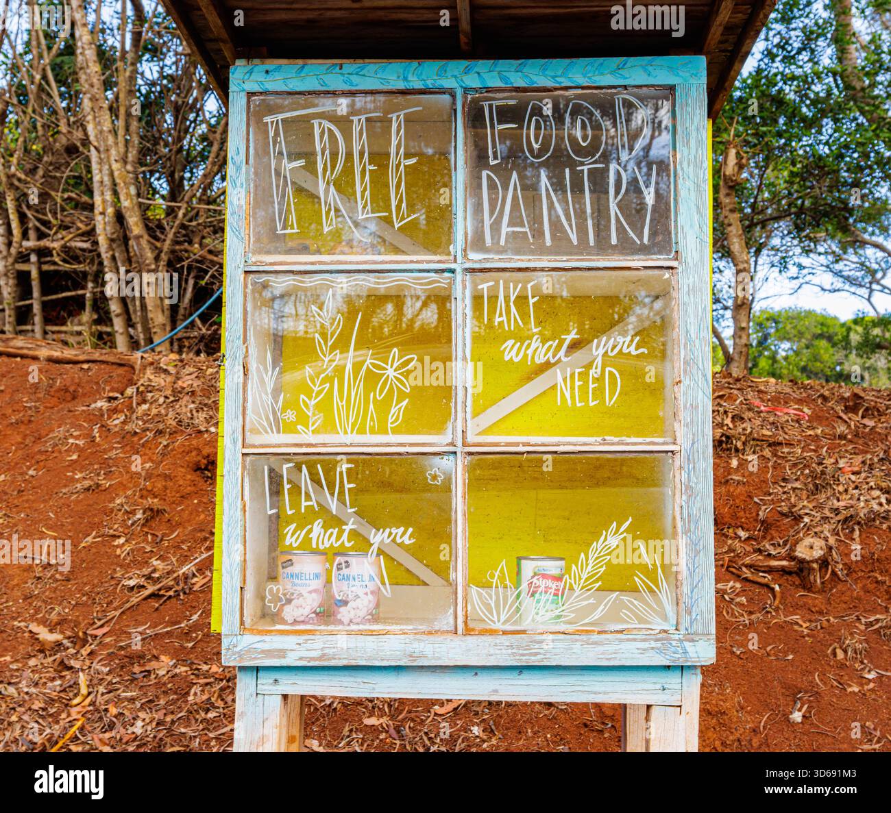 Kleine Speisekammer im ländlichen Ho'olehua, Molokai, Hawaii, USA Stockfoto