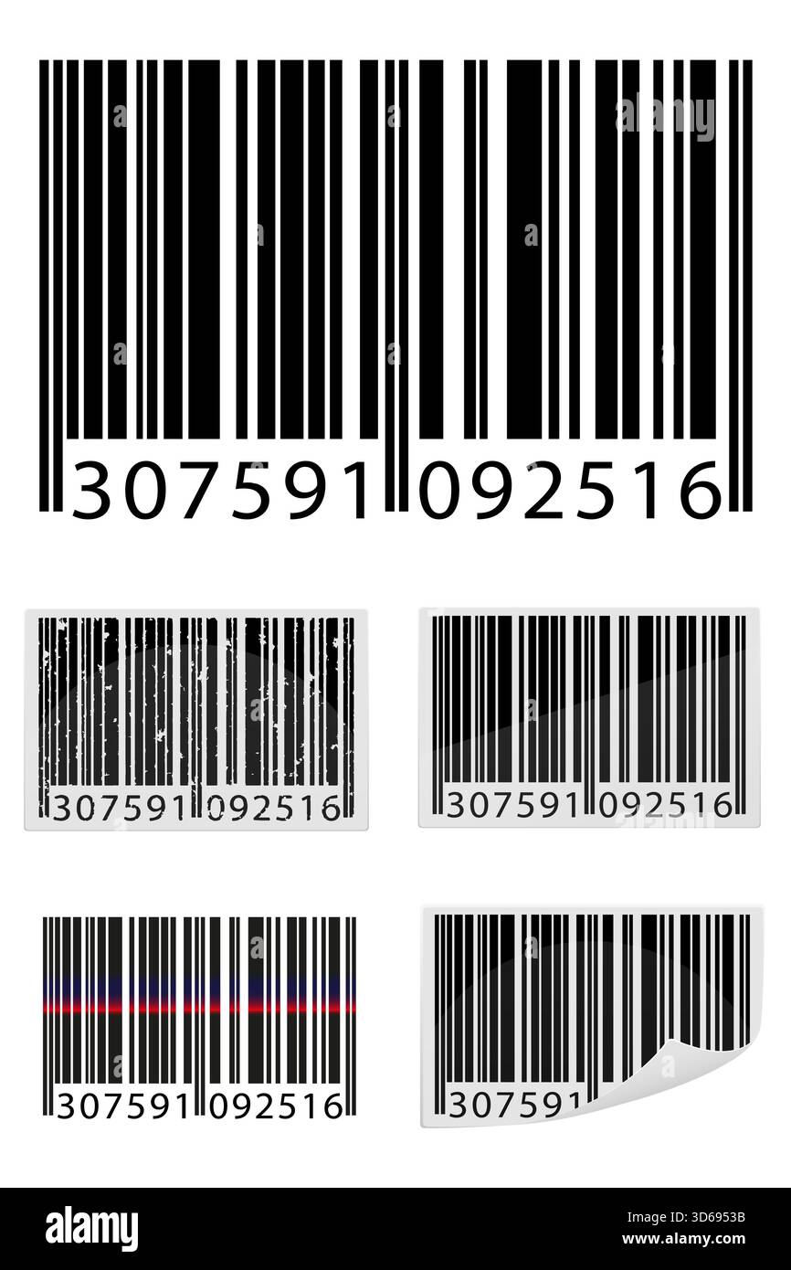 Digitaler Barcode für die Anwendung auf Waren Cartoon Stock Vektor Illustration isoliert auf weißem Hintergrund Stockfoto