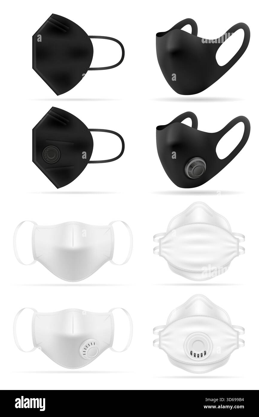 Medizinische Atemschutzmaske zum Schutz vor Krankheiten und Infektionen Karikaturvektor-Illustration isoliert auf weißem Hintergrund Stock Vektor