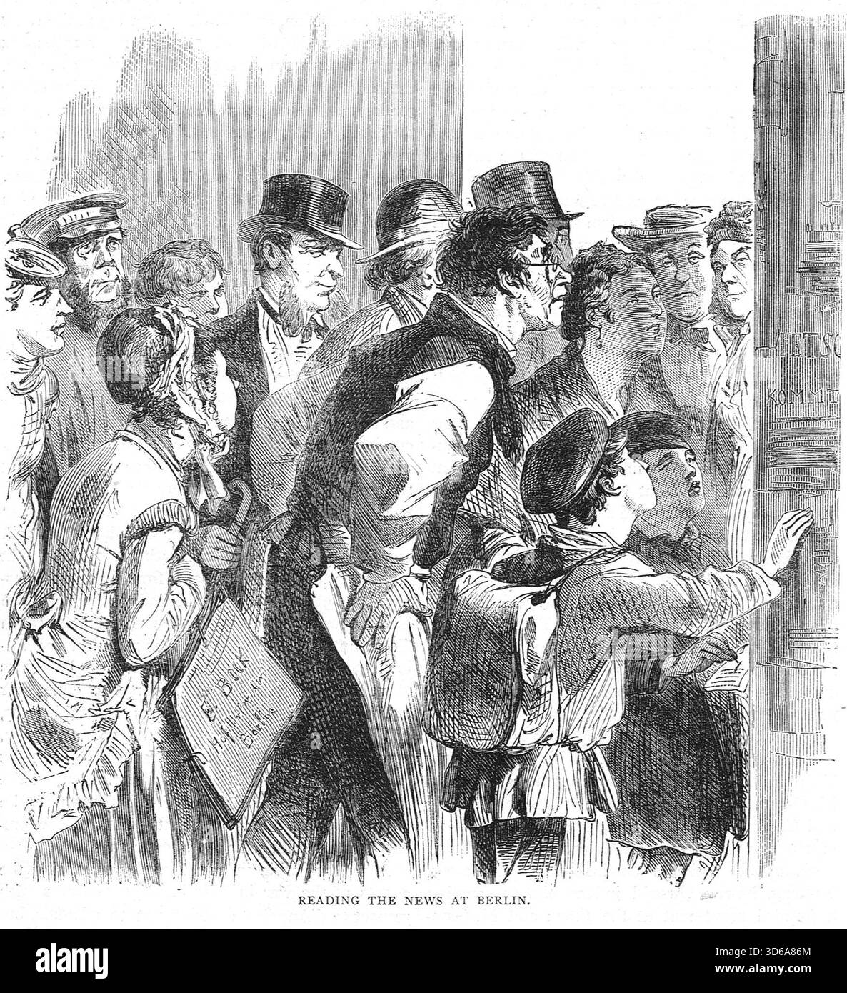 Deutsche lesen Nachrichten über den Krieg in Berlin während des Deutsch-Französischen Krieges. Stockfoto