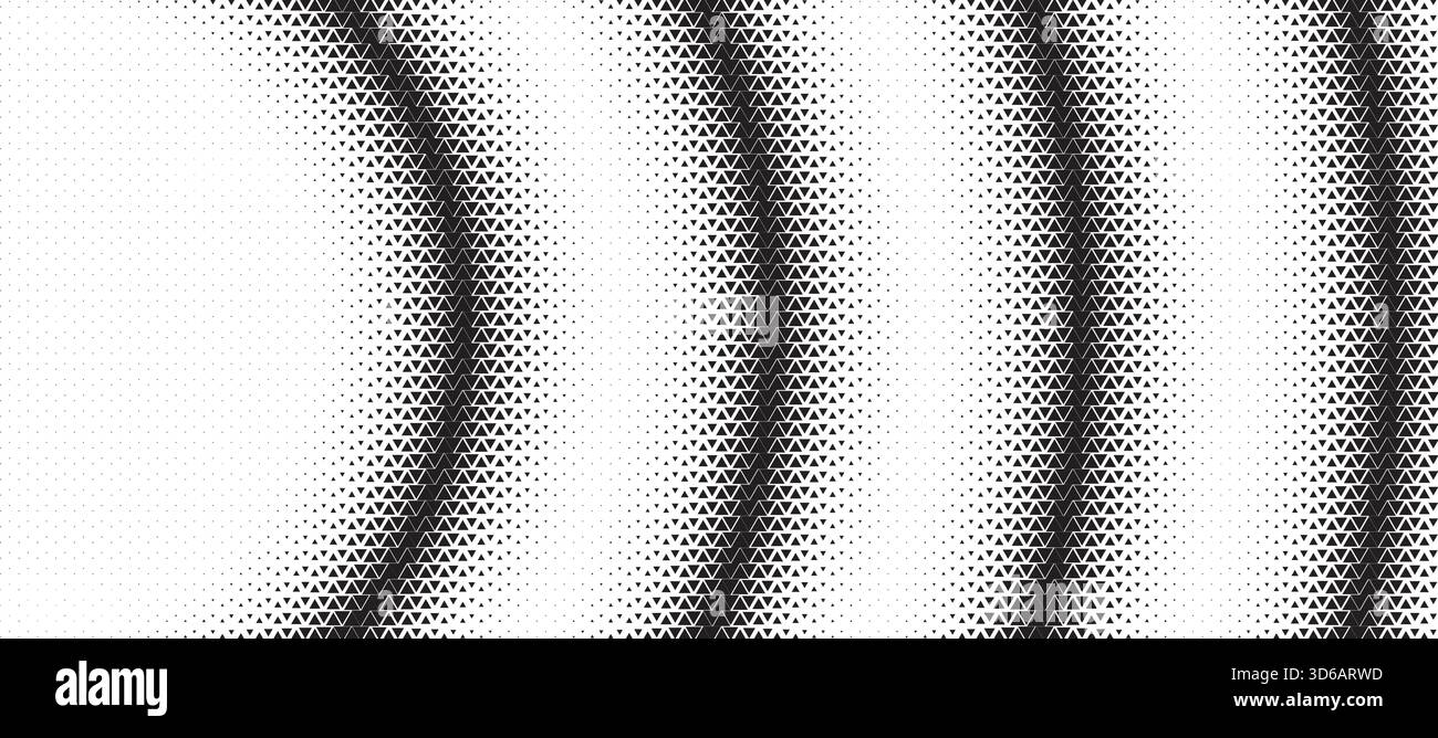 Dreieckiges rundes welliges Halbtonmuster Hintergrund. Abstrakte geometrische Kulisse mit trendigem Mosaikeffekt. Dynamisches Überblenden. Stock Vektor