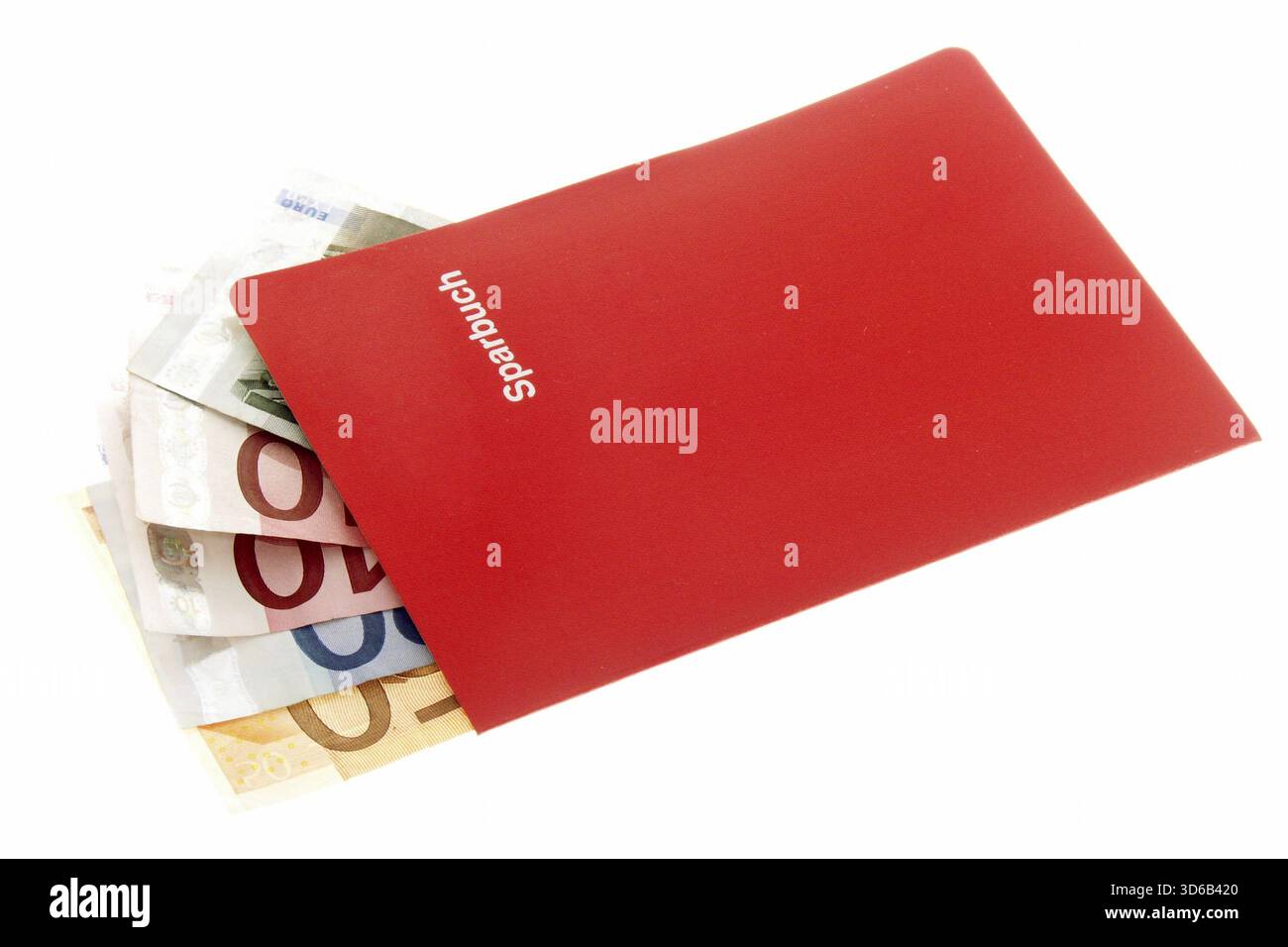 Ein Sparkonto der Sparkasse mit verschiedenen Euro-Banknoten, Euro-Banknoten, Befreiung, Spareinlagen, Studioaufnahmen, Hamburg, Bundesrepublik o Stockfoto
