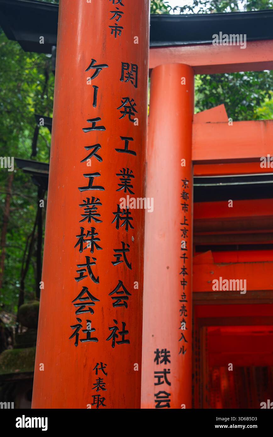 Vermilion-torii-Korridor bei Fushimi Inari Taisha in Kyoto, Japan Stockfoto