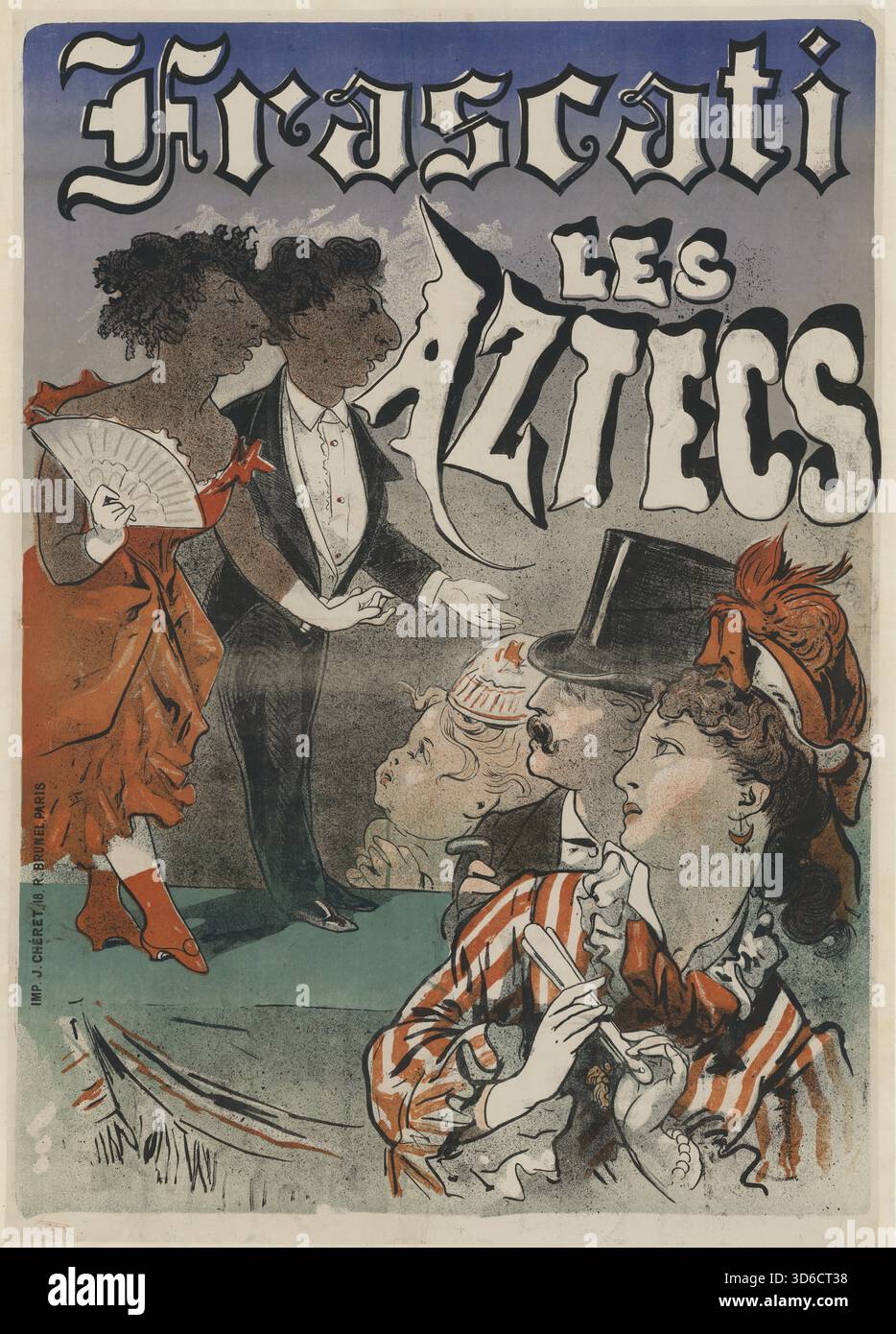 „Frascati. Les Aztecs (1874). Jules CH?ret (Französisch, 1836-1932). Sideshow-Show im Freak-Stil im berühmten französischen Theater, das das Publikum den Eingeborenen Südamerikas und ihren Verbindungen zur alten aztekischen Zivilisation vorstellt.“ Stockfoto