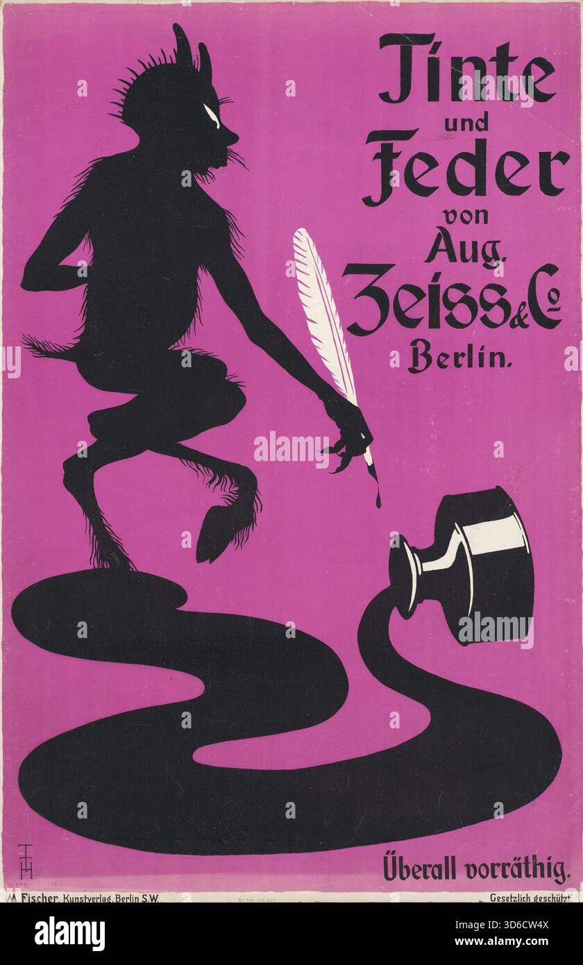Tinte und Feder von August Zeiss & Co (1897). Thomas Theodor Heine (1867-1948). Tinte und Stift von August Zeiss & Co' Stockfoto