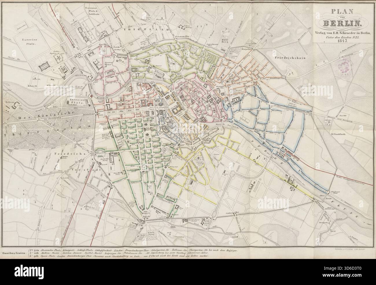 Stadtplan von Berlin ab 1847, Stadtplan der deutschen Hauptstadt, Instant Download Print, Berliner Poster, Stadtplan Altdeutschland, Stadtplan Retro Berlin Stockfoto