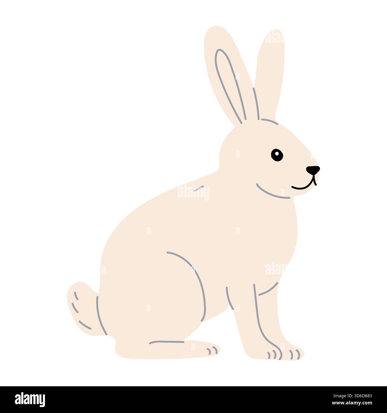 Arktischer Hase auf weißem Hintergrund, Vektorillustration in flacher Art Stock Vektor