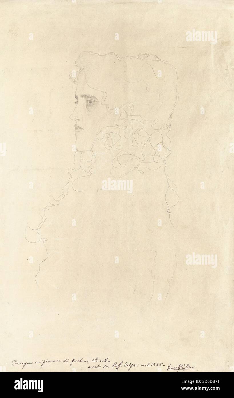 Bildnis einer Frau im Profil mit R?schenkragen / Porträt einer Frau im Profil mit Rüschenkragen. Gustav Klimt (Österreich, 1862-1918)" Stockfoto