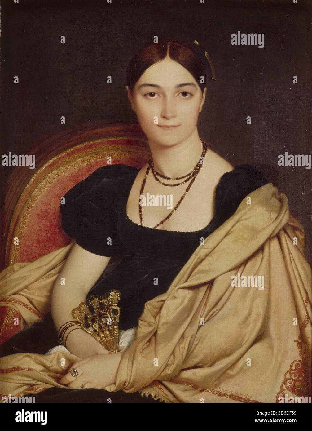 Porträt De Madame Duvaucey. Jean Auguste Dominique Ingres (Französisch, 1780 - 1867). Madame Duvaucey war die Geliebte von Baron Alquier, dem französischen Botschafter in Rom. Sie wurde 1807 von Ingres während eines Aufenthaltes in Rom gemalt. ' Stockfoto