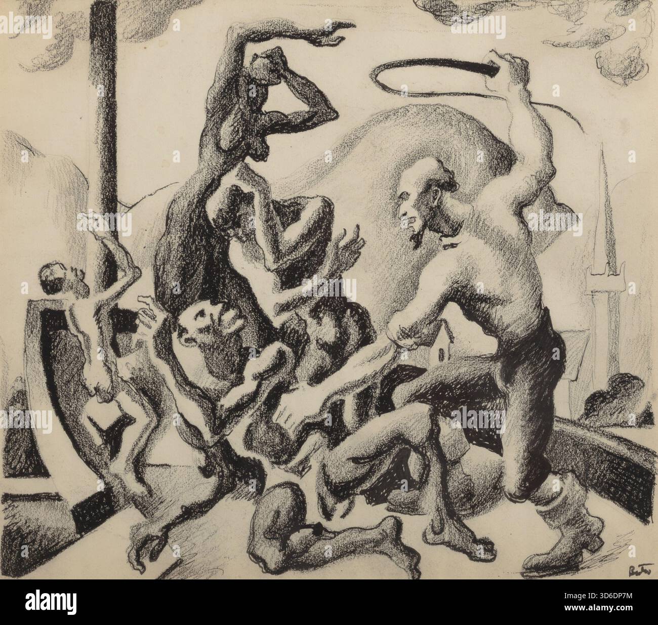 Slave Master with Slaves (Study for the American Historical Epic), um 1924-27. Thomas Hart Benton (1899-1975)." Stockfoto