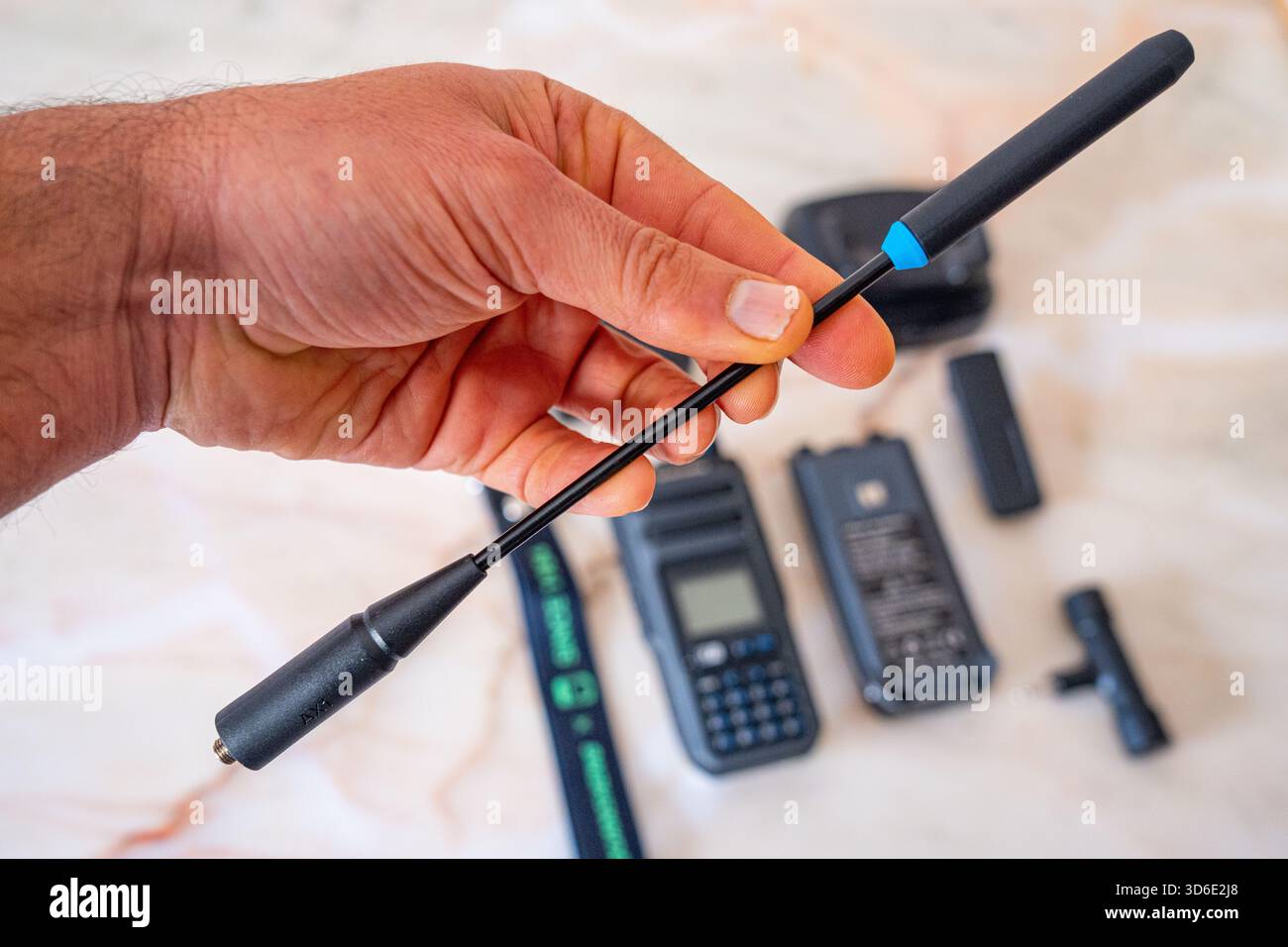 SMA-Buchse für Triband-Amateurfunkantenne, 50–54 MHz, 136–174 MHz, 400–480 MHz. Stockfoto