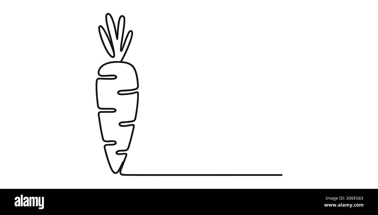 Durchgehende Linienzeichnung einer Karotte, gesunder Nahrung und Bio-Gemüse Stock Vektor