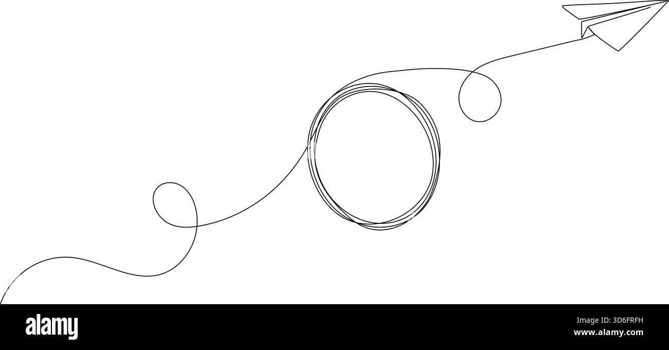 Durchgehende Linienzeichnung von fliegendem Papierflugzeug, Liniengrafik-Vektor-Illustration Stock Vektor