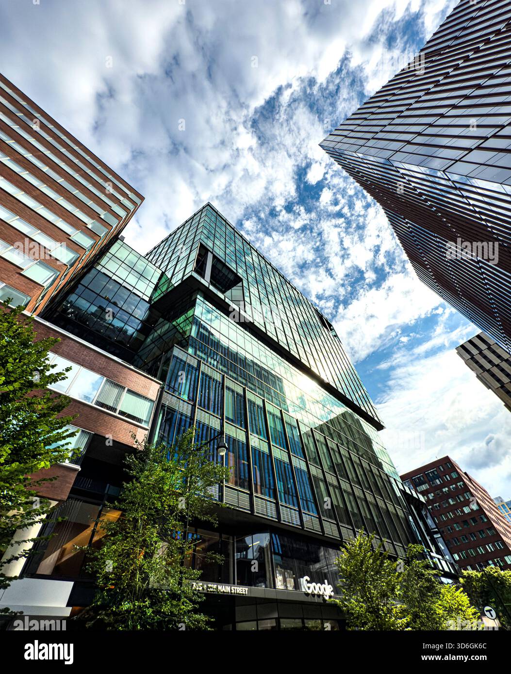 Google Bürogebäude, flacher Blick, 355 Main Street, Kendall Square, Cambridge, Massachusetts, USA Stockfoto