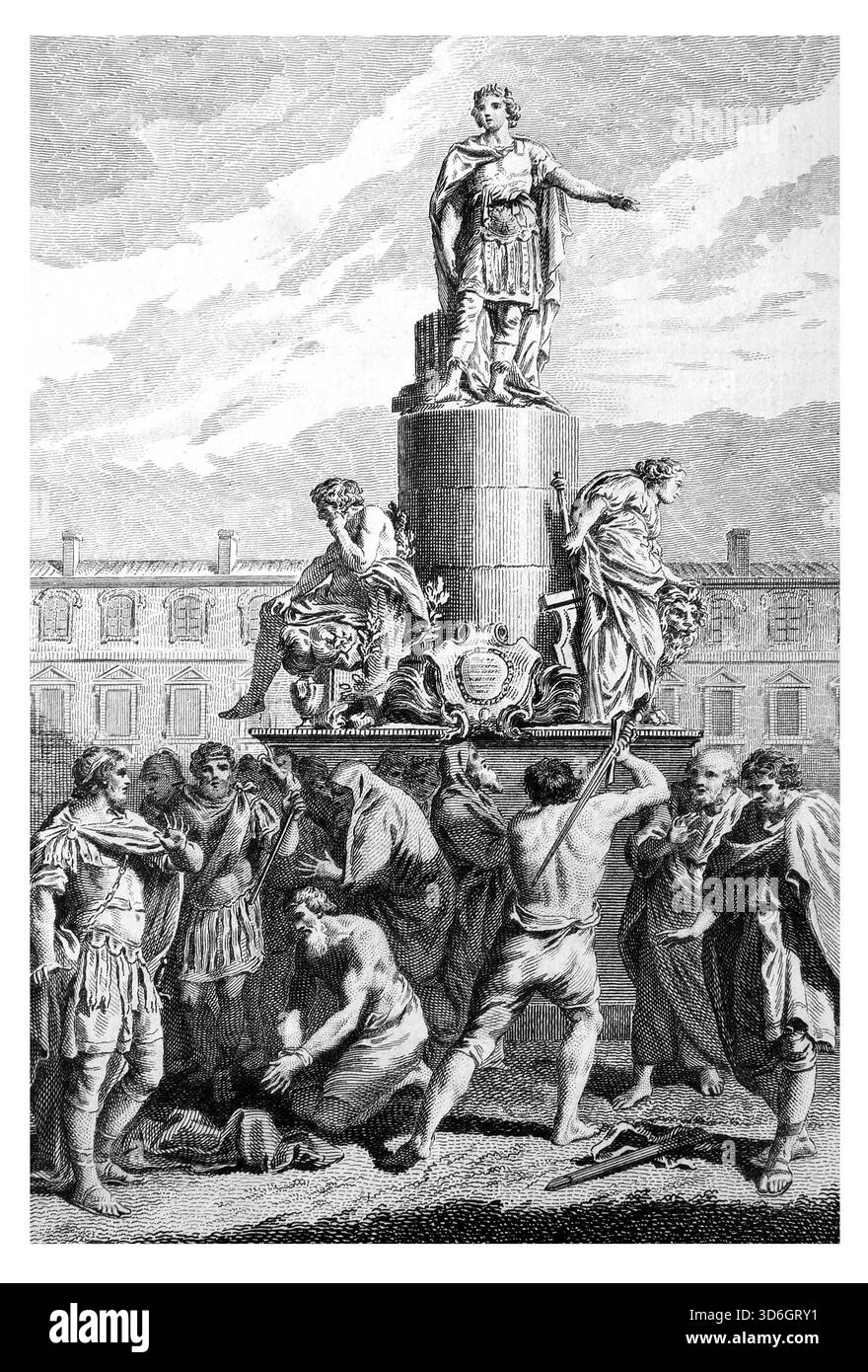 Illustration von Antigonus II. In Antiochia von den Römern im Auftrag von Mark Antonius im antiken 18. Jahrhundert geköpft Stockfoto
