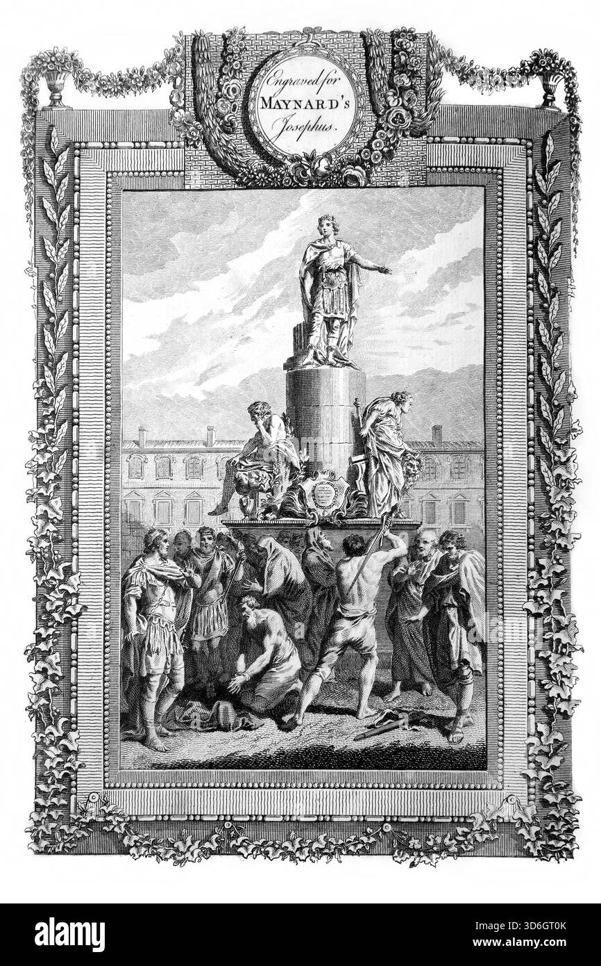 Illustration von Antigonus II. In Antiochia von den Römern im Auftrag von Mark Antonius im antiken 18. Jahrhundert geköpft Stockfoto