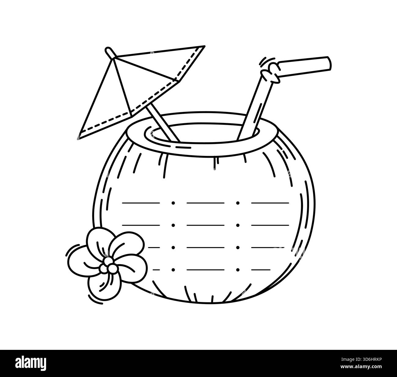 Aufkleber für Kinder mit Memo-Notiz mit tropischem Cocktail. Vektoraufkleber für Kindertagsplaner, Scrapbook-Aufkleber. Notizzettel für Kinder mit erfrischendem Getränk in Kokosnussschale, Stroh und Regenschirm Stock Vektor