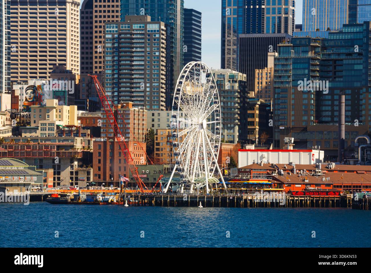 Big Wheel und Downtown Seattle Views, Seattle, WA USA Stockfoto