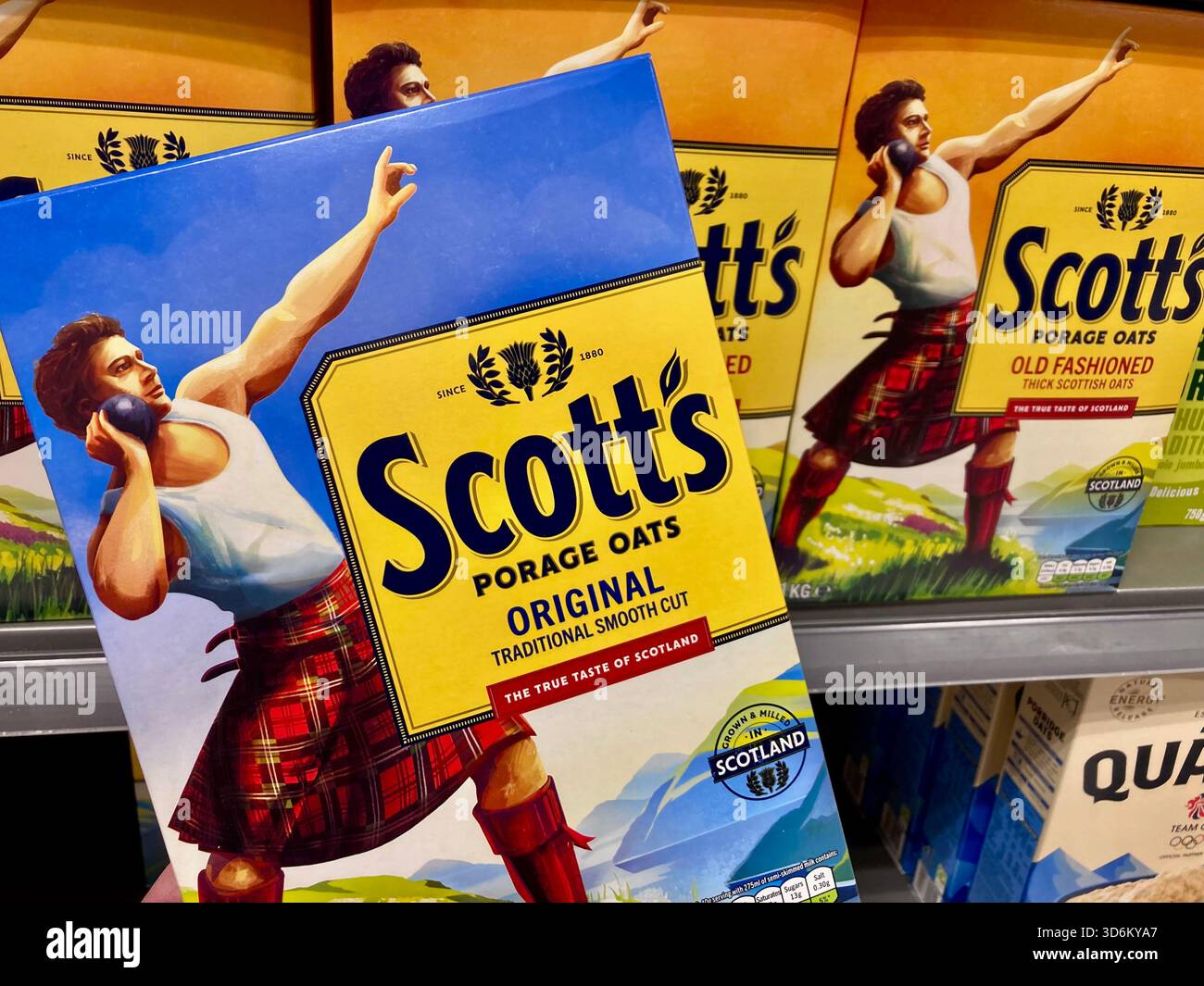 Haferbrei der schottischen Marke Haferbrei wurde 1880 gegründet und ist ein beliebtes Frühstückszerealien in Großbritannien Stockfoto