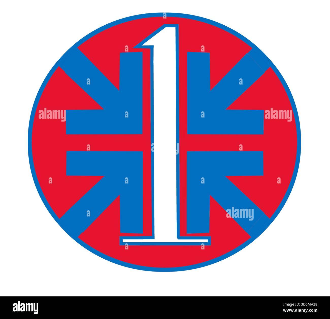 Die Nummer eins für in erster Linie ist der Schwerpunkt einer roten, blauen und gelben Geschäftsfigur oder Marke. Stockfoto