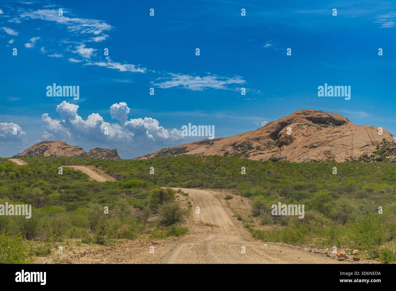 Schotter-Nebenstraße im Norden Namibias Stockfoto