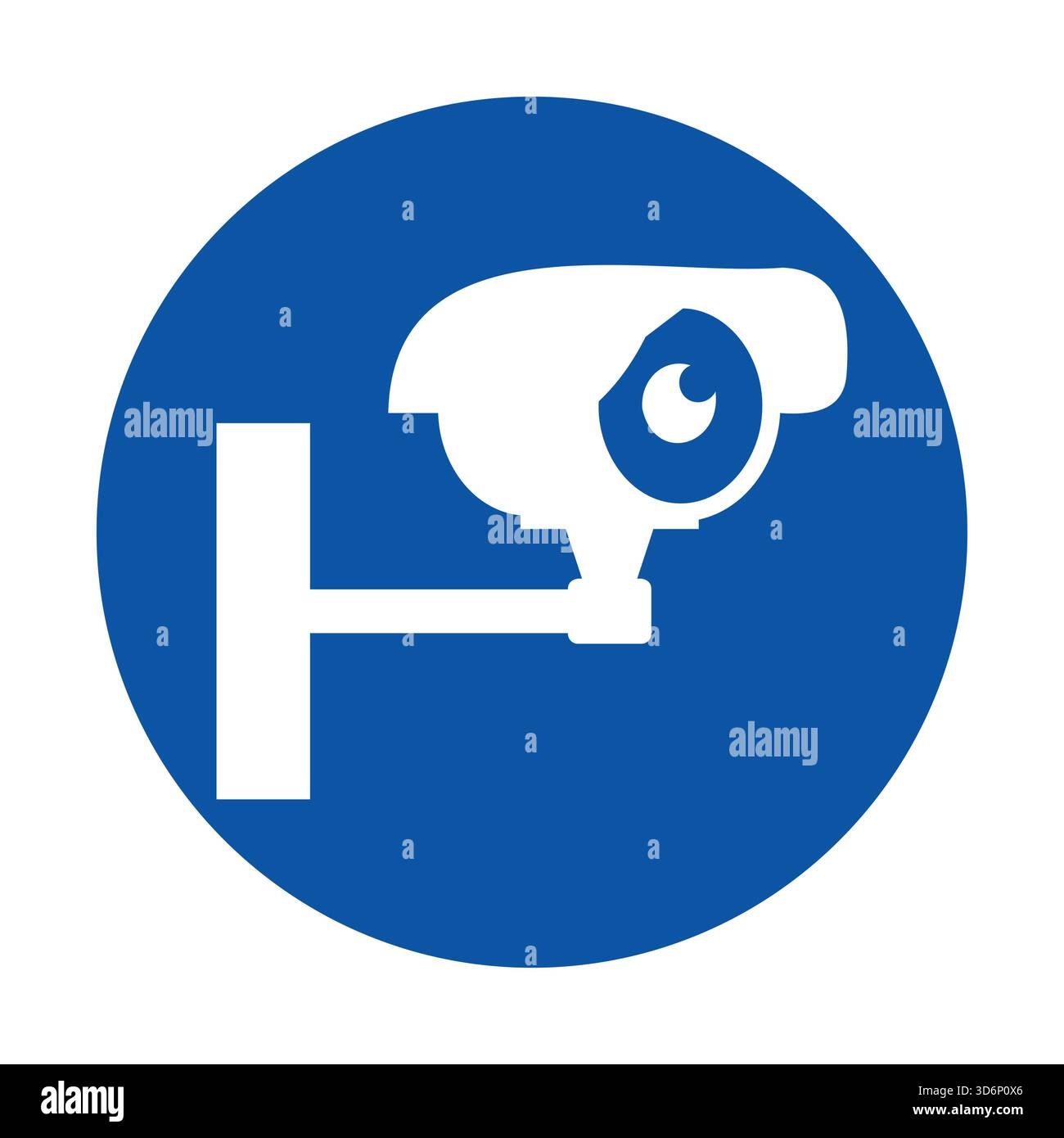 Modernes weißes Symbol für Überwachungskameras vor einem blauen Kreis, perfekt zur Darstellung von Überwachungs- und Sicherheitsthemen in verschiedenen Kontexten. Stock Vektor
