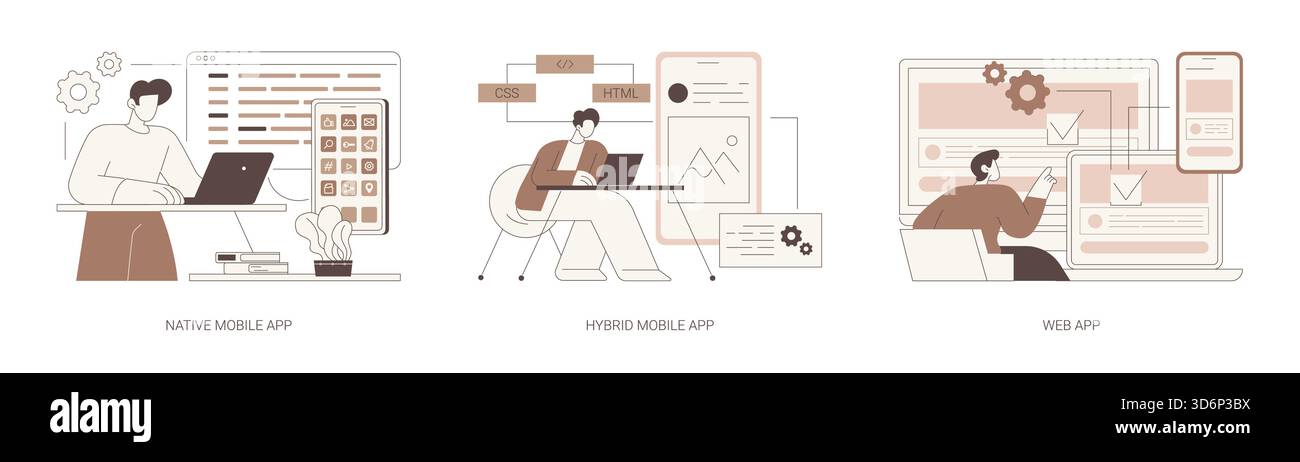 Mobile Apps isolierte Illustrationen von Cartoon-Vektoren Stock Vektor