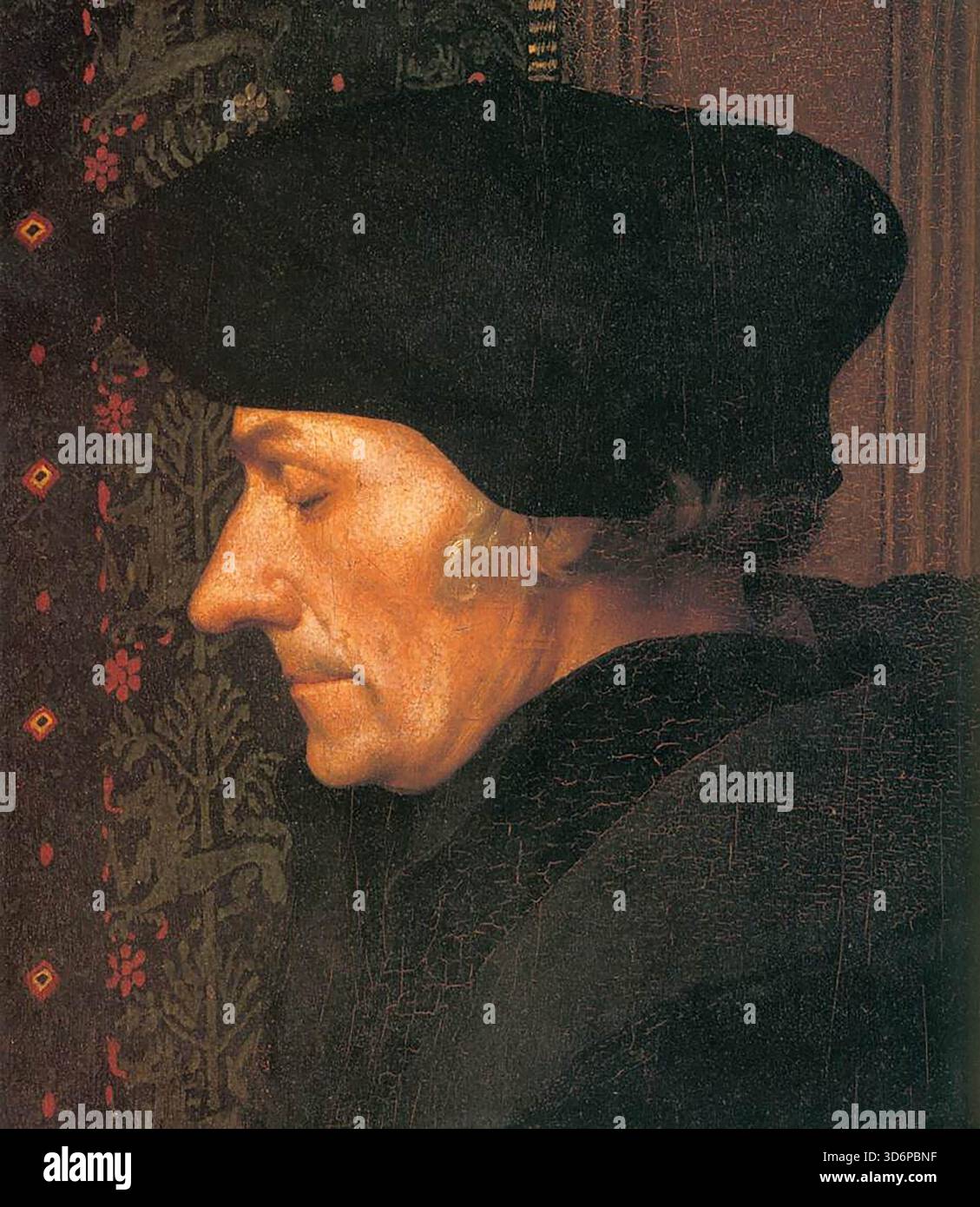 HOLBEIN, Hans der Jüngere (* 1497, Augsburg, d. 1543, London) Erasmus (Detail) 1523 Öl auf Holz Mus?e du Louvre, Paris --- Schlüsselwörter: ----------------- Autor: HOLBEIN, Hans der Jüngere Titel: Erasmus (Detail) Zeitlinie: 1501-1550 Schule: Deutsch Form: Malerei Art: Porträt Stockfoto