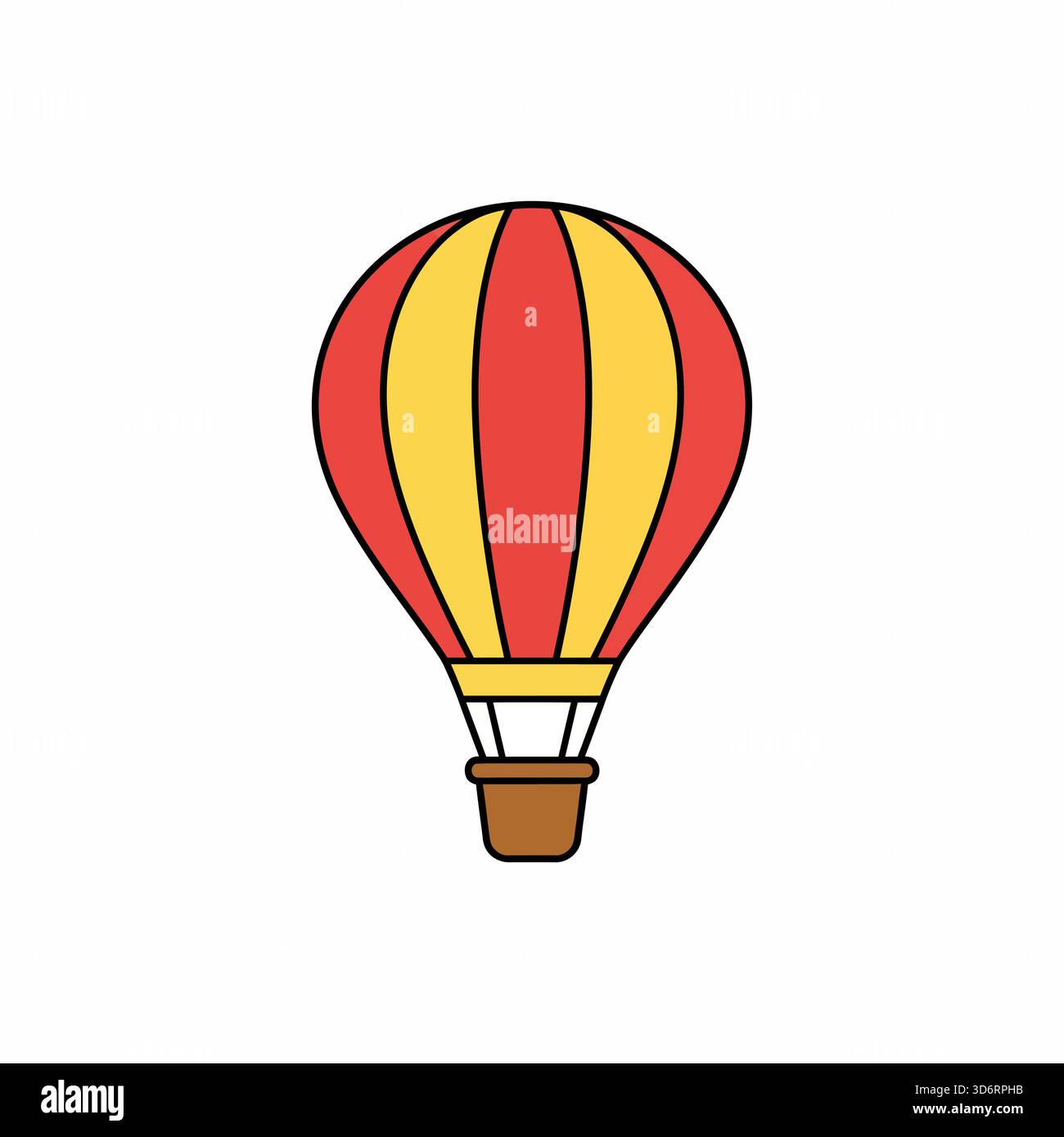 Rote gelbe Heißluftballon Reise Symbol Vektor Illustration für Abenteuer Reise Himmel fliegen Tourismus Erholung und Freiheit Konzepte Stock Vektor