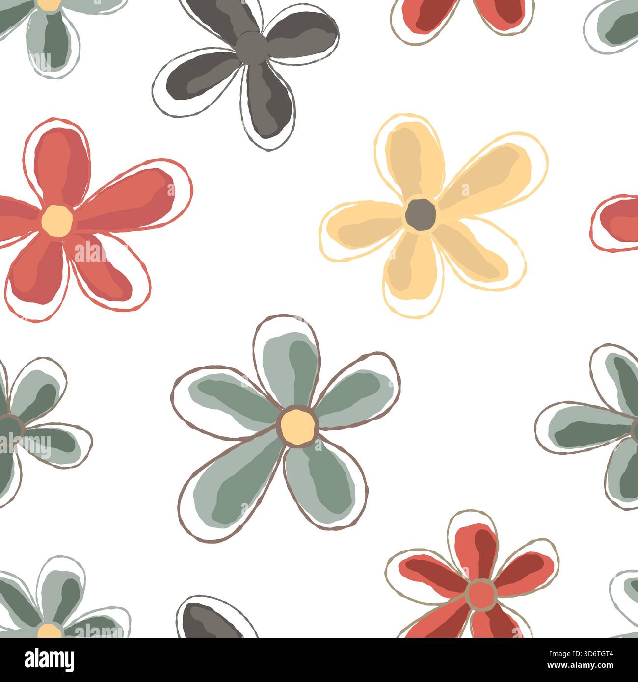 Niedliches, nahtloses Stoffmuster mit Blumenmuster Stock Vektor