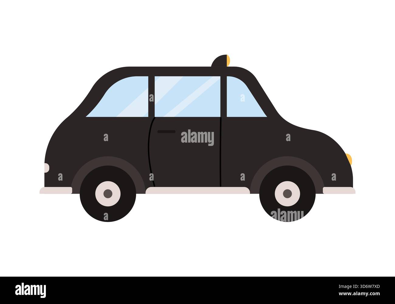 Ikonisches britisches schwarzes Taxi isoliert auf weißem Hintergrund für Reise- und Transportkonzepte Vektorillustration Stock Vektor