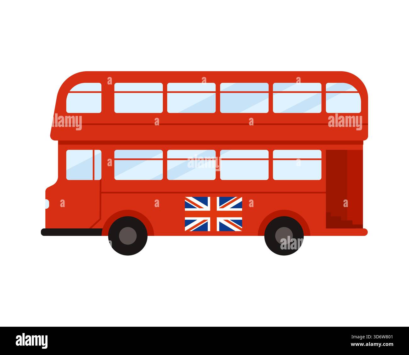 Isolierter roter Doppeldeckerbus mit Union Jack Flagge, symbolisiert klassisches Großbritannien, Vektorillustration Stock Vektor