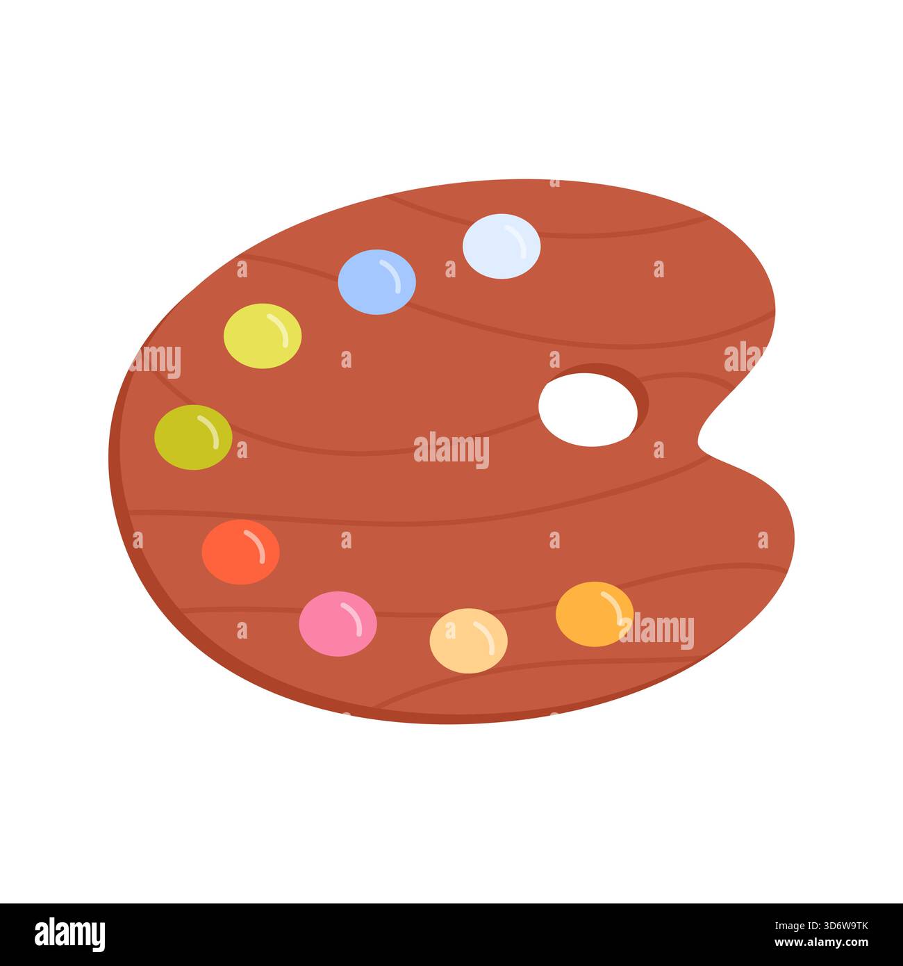 Einfache isolierte Künstlerpalette mit mehreren hellen Farbfarben auf weißem Hintergrund Vektorillustration Stock Vektor