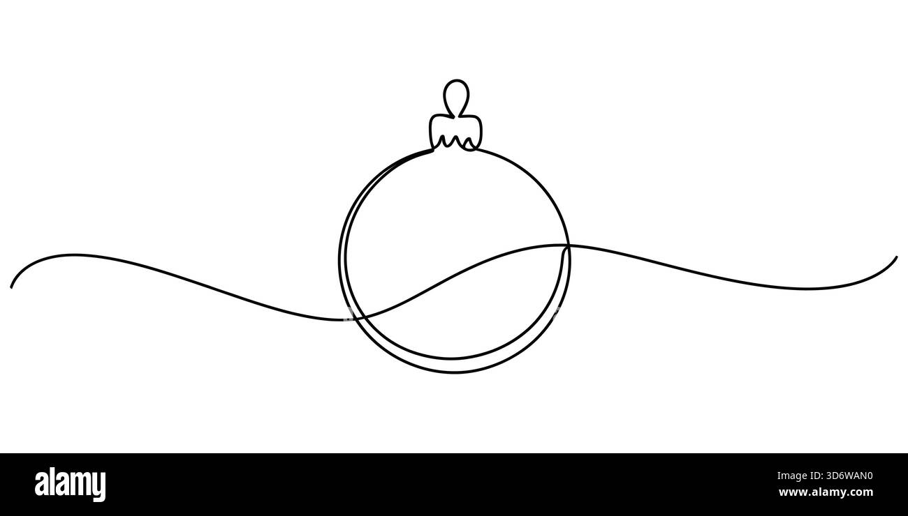 Durchgehende Linienzeichnung einer minimalistischen weihnachtsbaumkugel Stock Vektor