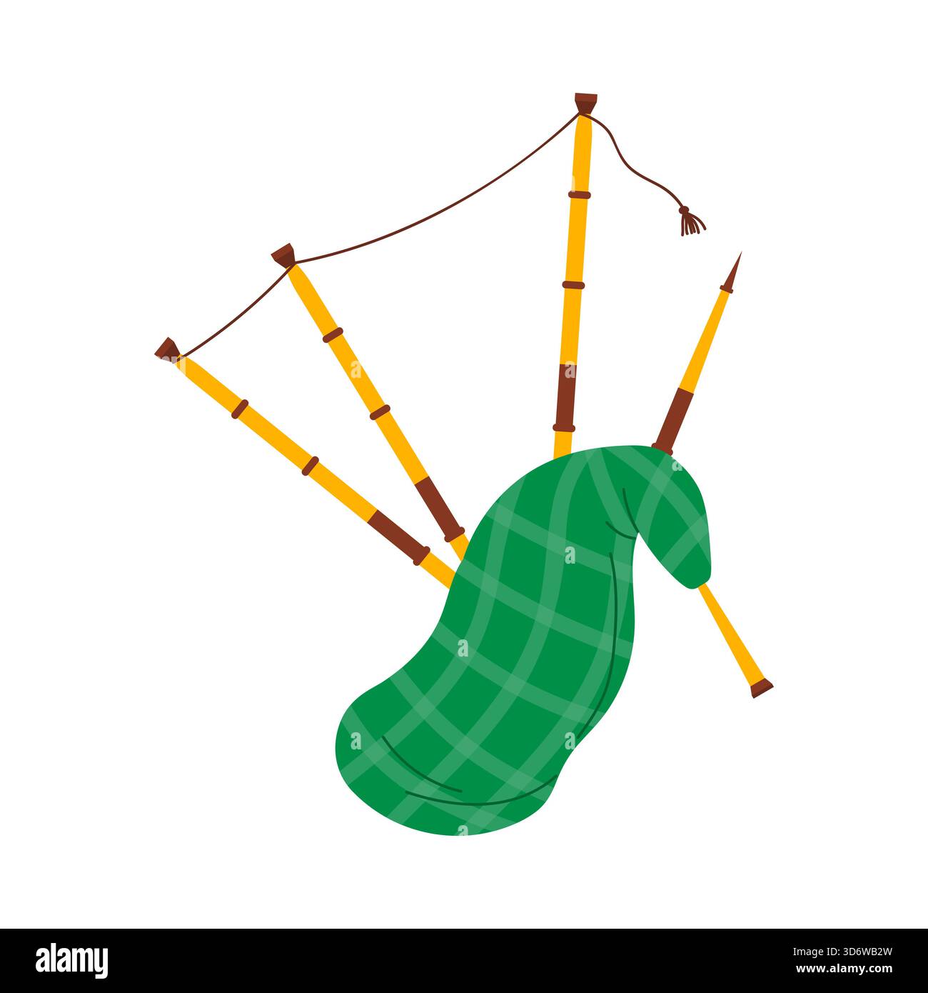 Grüne Tartan irische Dudelsack isoliert für St Patrick Musik und Kultur Themen Vektor Illustration Stock Vektor