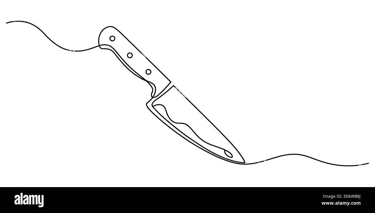 Durchgehende Strichzeichnung eines Kochmessers, einmaliges Küchenwerkzeug Stock Vektor