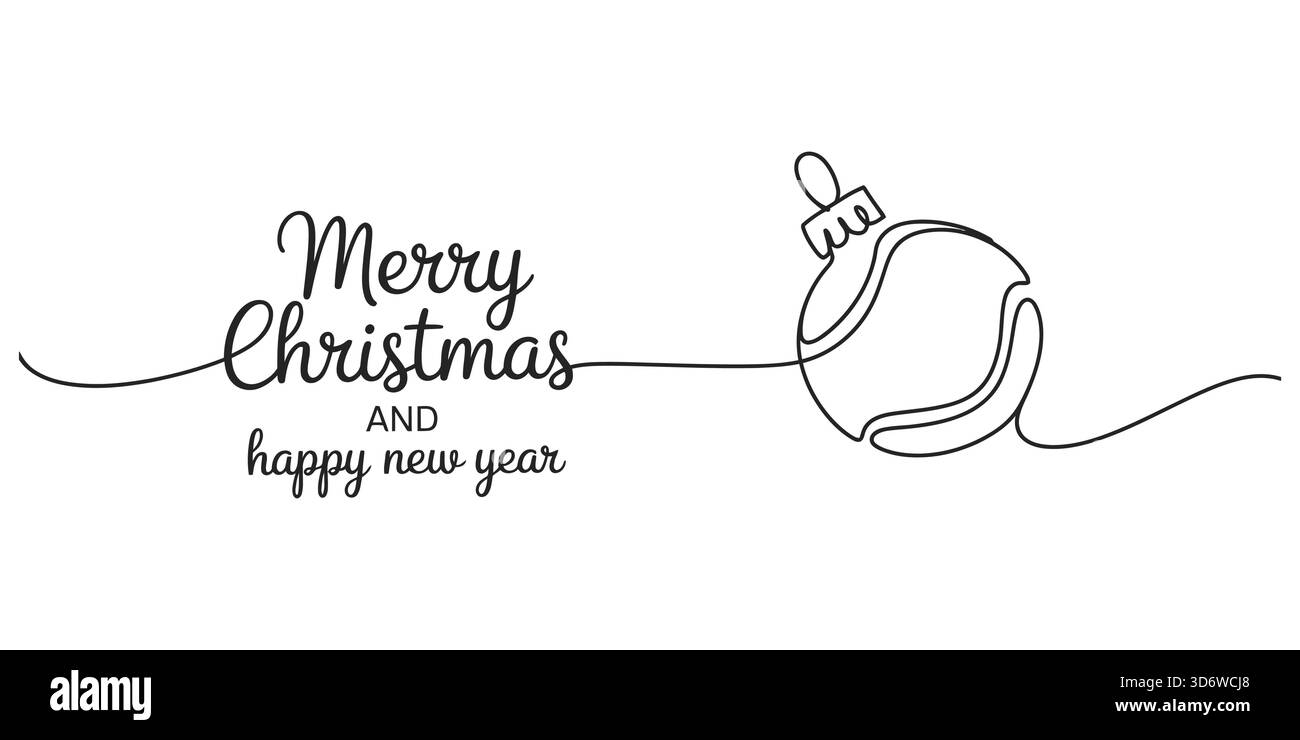 Durchgehende Strichzeichnung von weihnachtsschmuck und Neujahrsgrüßen Stock Vektor