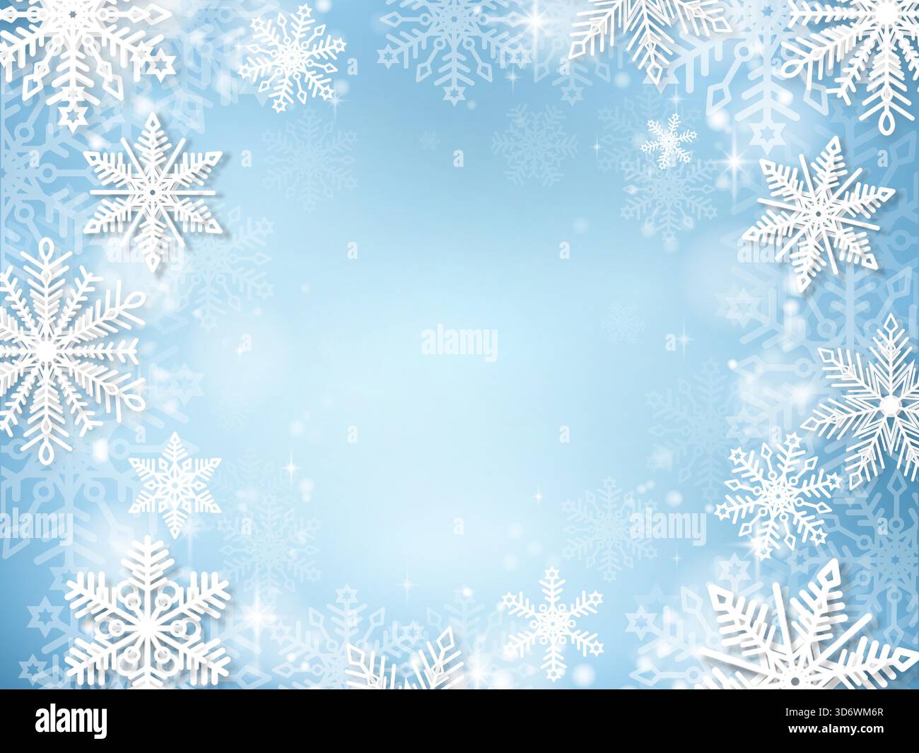 Winterbanner mit Schneeflocken auf blauem Hintergrund. Stock Vektor
