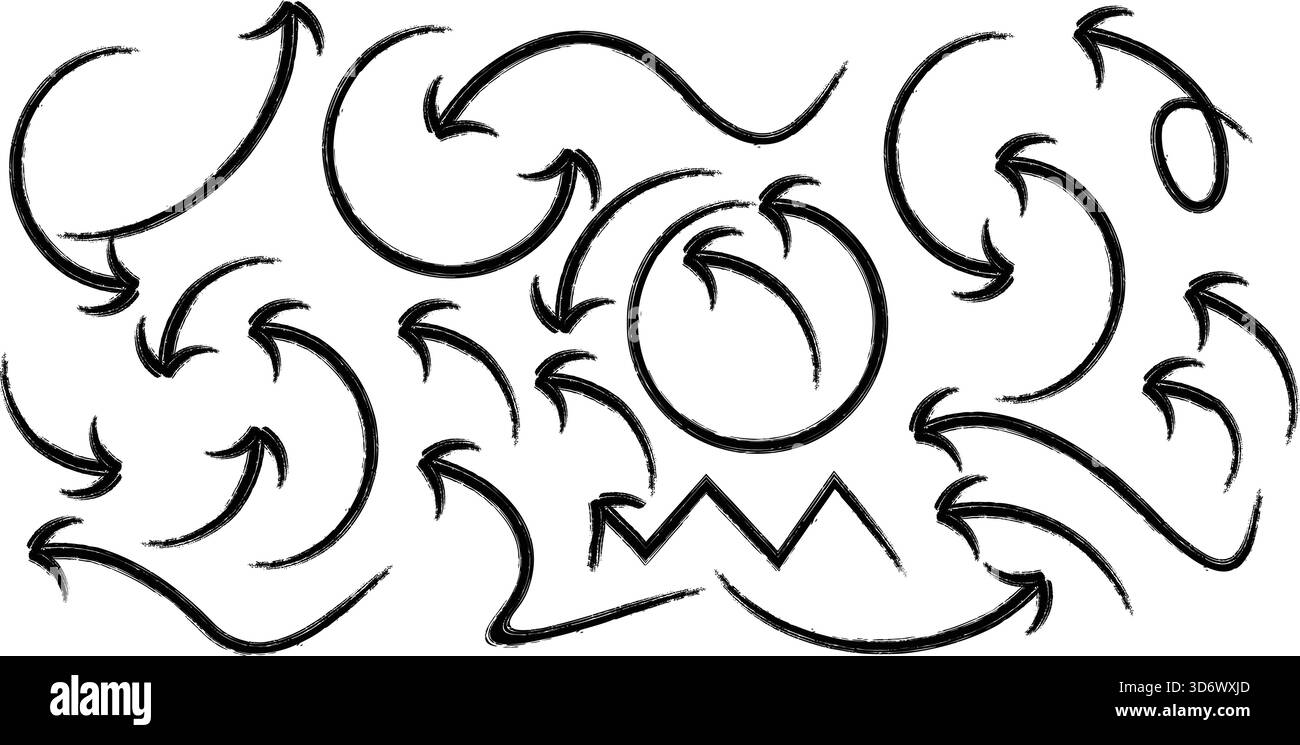 Curved Pfeil Set für Richtung Fluss und Navigation Stock Vektor