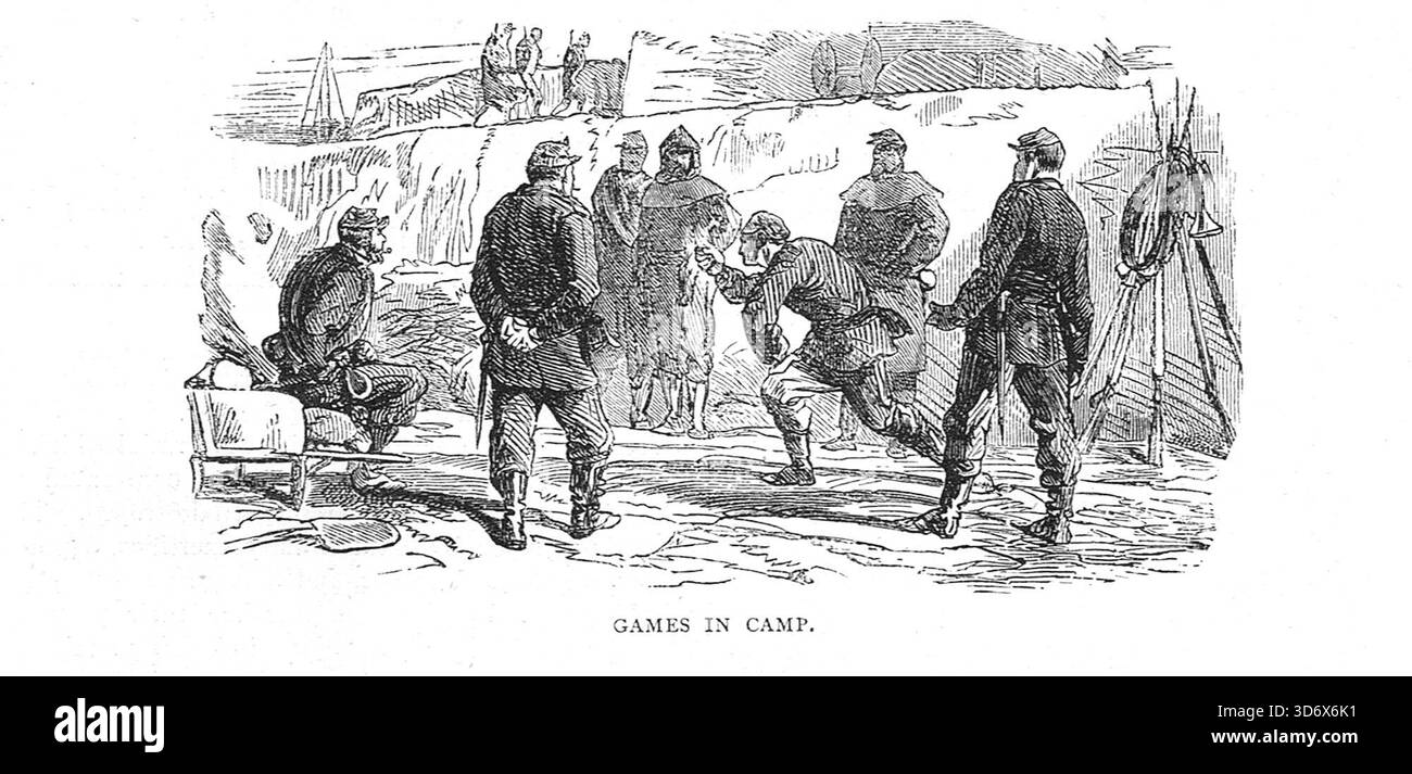 Soldaten spielten im Lager während des Deutsch-Französischen Krieges. Stockfoto