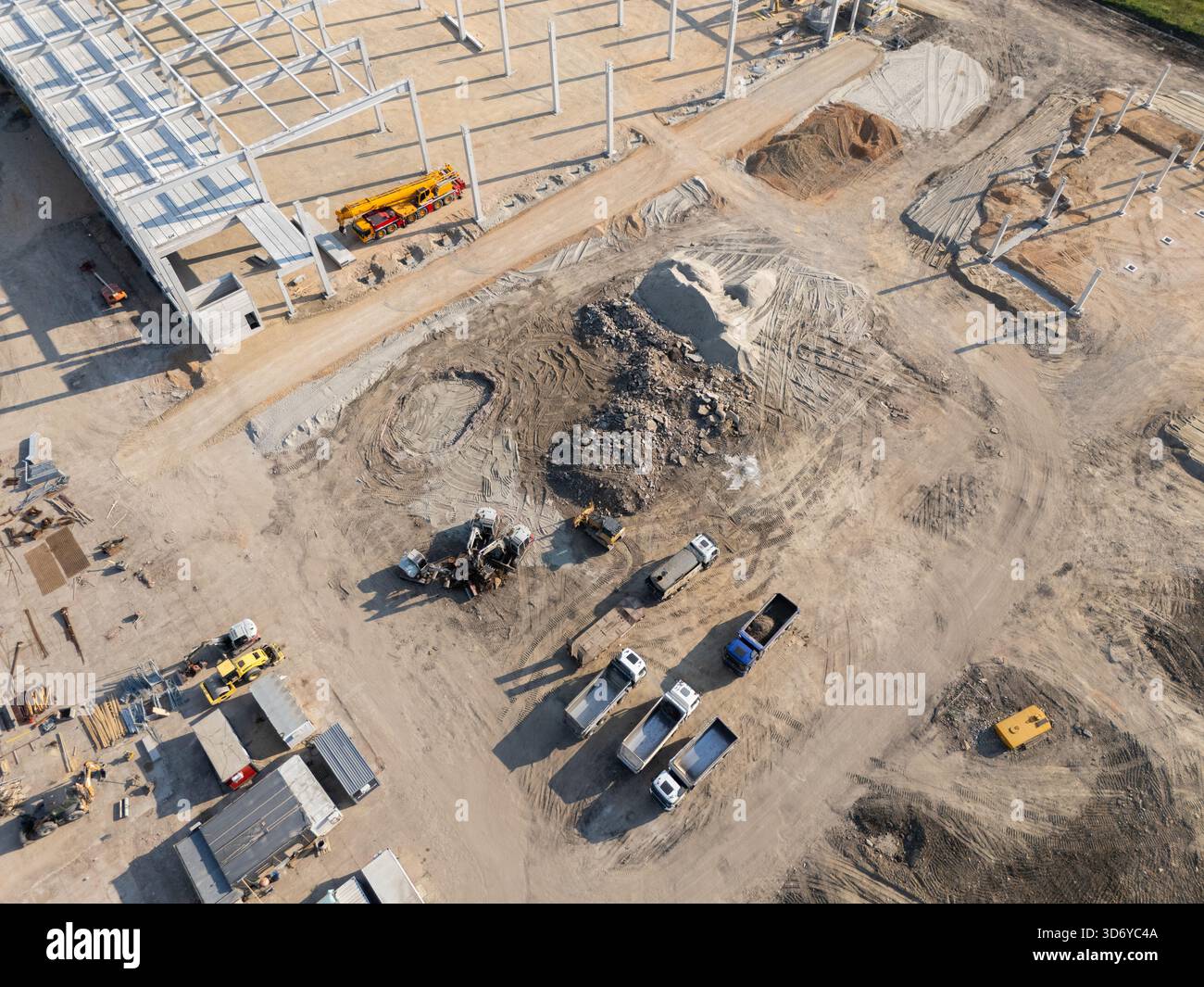 Luftbild von der Baustelle. Stockfoto