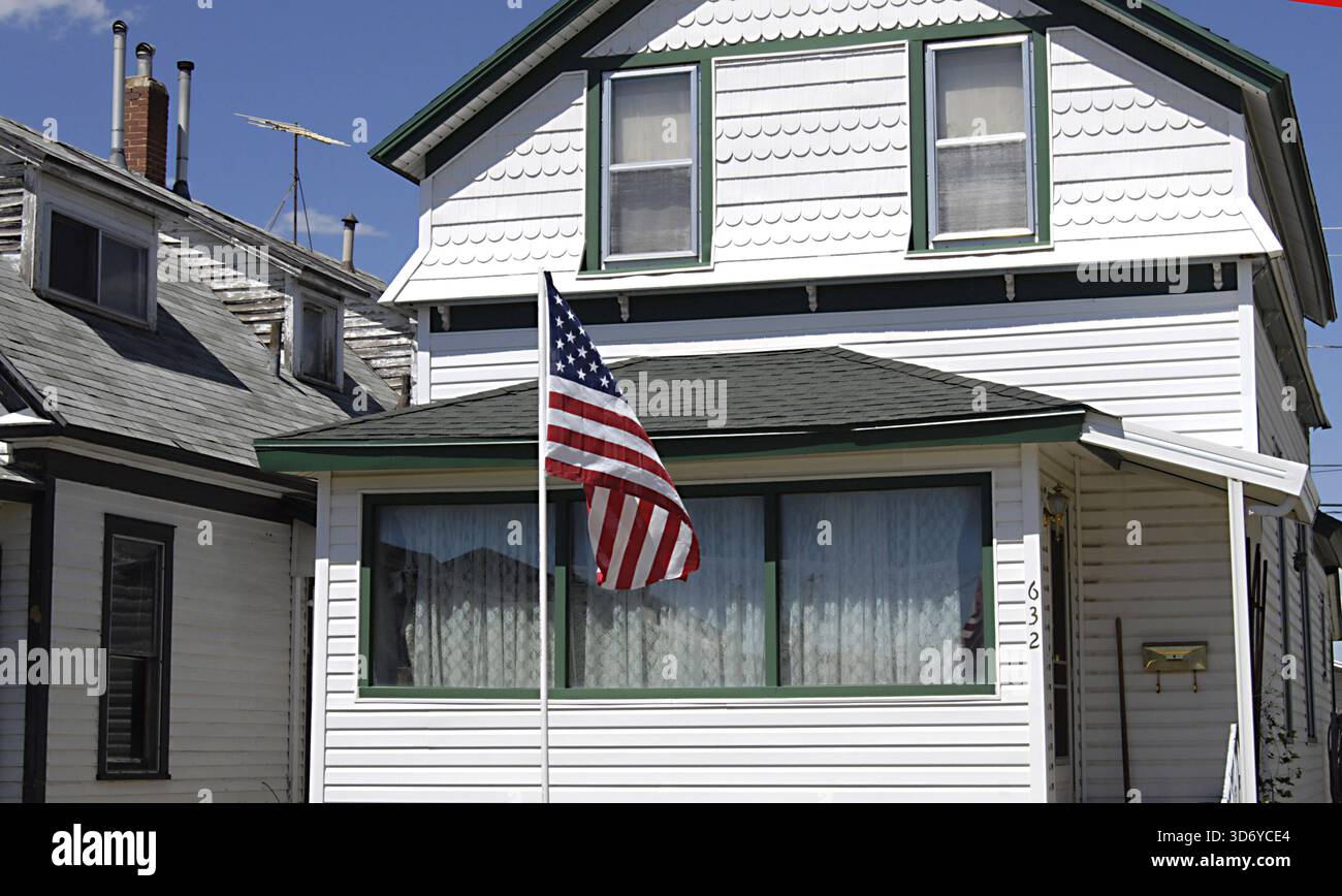 EVANSTON/WYOMING STATE /USA  Evanston Wohngemeinde mit Sternen und Streifen 14. Juni 2012 FOTO VON FRANCIS DEAN / DEAN PICTURES Stockfoto