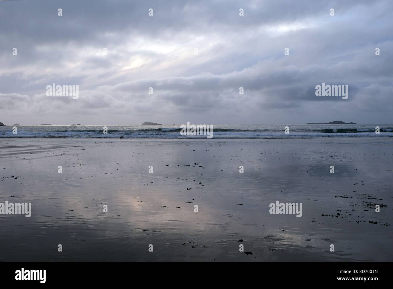 Ebbe am späten Nachmittag am Whitesands Beach - Porth Mawr - St Davids Pembrokeshire West Wales, Großbritannien Stockfoto
