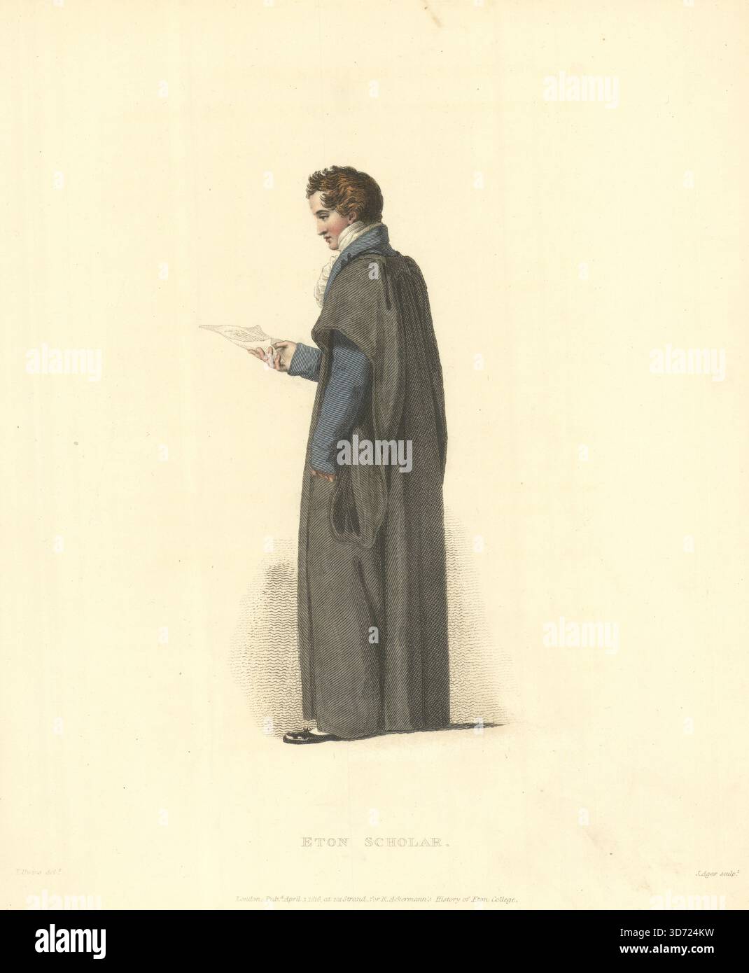 Eton College Stipendiat. Ackermanns Schulen 1816 alte antike Druckbilder Stockfoto