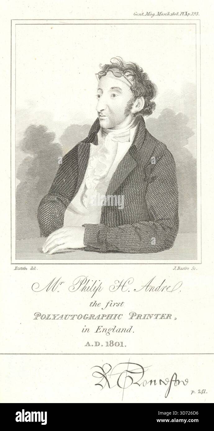 Philip André, 1. Englischer polyautographischer Drucker. Lithograf 1808 alt Stockfoto