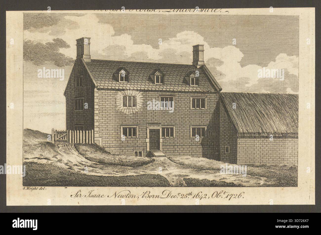 Woolsthorp House, Lincolnshire. Geburtsort von Sir Isaac Newton. Gents Mag 1778 Stockfoto