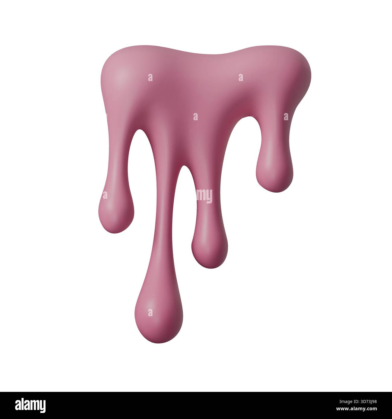 Pinkfarbene 3D-Flüssigkeit tropft mit glänzender Farbe und fließenden Tropfen. Die rosafarbenen Tropfformen erzeugen einen weichen, flüssigen Spritzwasser-Effekt, der auf weiß isoliert ist Stock Vektor