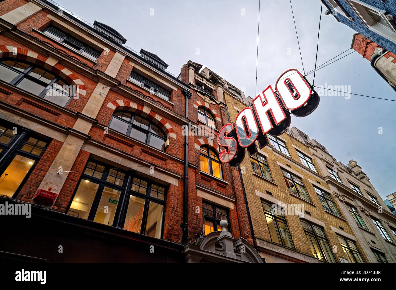 Schild des Soho-Viertels in London, Großbritannien Stockfoto