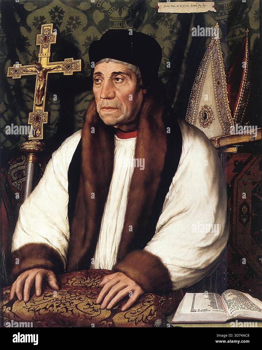 HOLBEIN, Hans der Jüngere (* 1497, Augsburg, d. 1543, London) Portrait von William Warham, Erzbischof von Canterbury 1527 Öl auf Eiche, 82 x 67 cm Mus?e du Louvre, Paris William Warham (1450–1532) war der letzte der vorreformatorischen Erzbischöfe von Canterbury Stockfoto